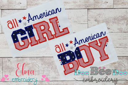 All American Boy and Girl - Set of 2 designs - Applique