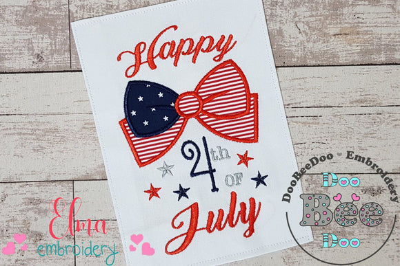 Happy 4th of July Bow - Applique