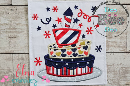 USA 4th of July Cake - Applique - Machine Embroidery Design