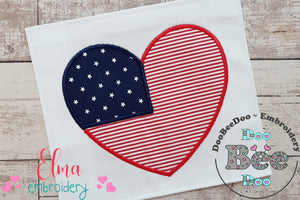 Patriotic Heart 4th of July Independence Day - Applique