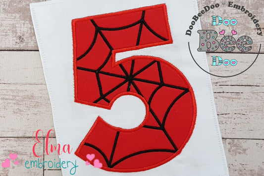 Spider Web Five 5th Fifth Birthday Number 5 Five - Applique