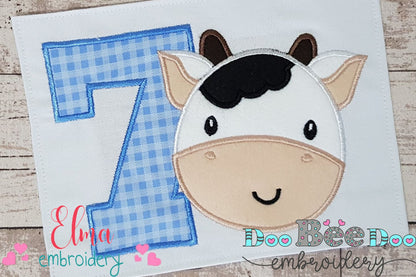 Cow Boy Number 7 Seven 7th Birthday - Applique