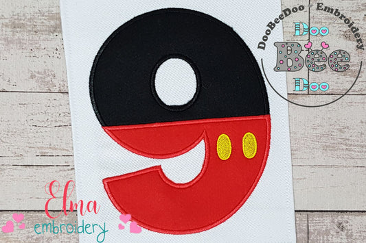 Mouse Ears Boy 9th Birthday Number 9 - Applique