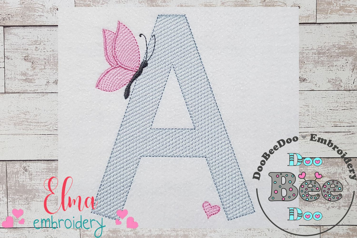 Monogram A Letter A Butterfly - Rippled Stitch