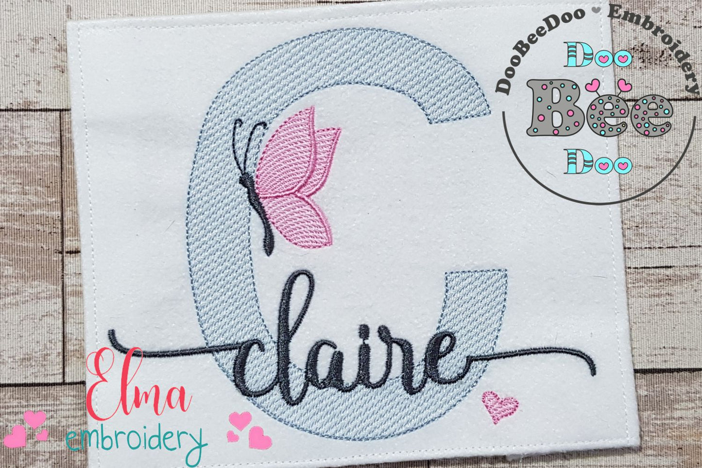 Monogram C Letter C Butterfly - Rippled Stitch