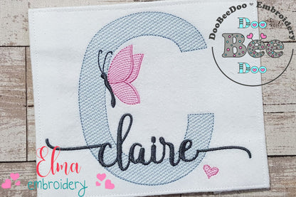 Monogram C Letter C Butterfly - Rippled Stitch