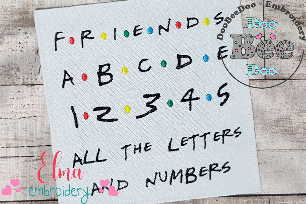 Friends Alphabet Letters and Numbers - Fill Stitch