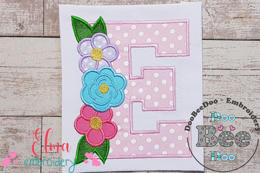 Monogram E and Flowers - Applique