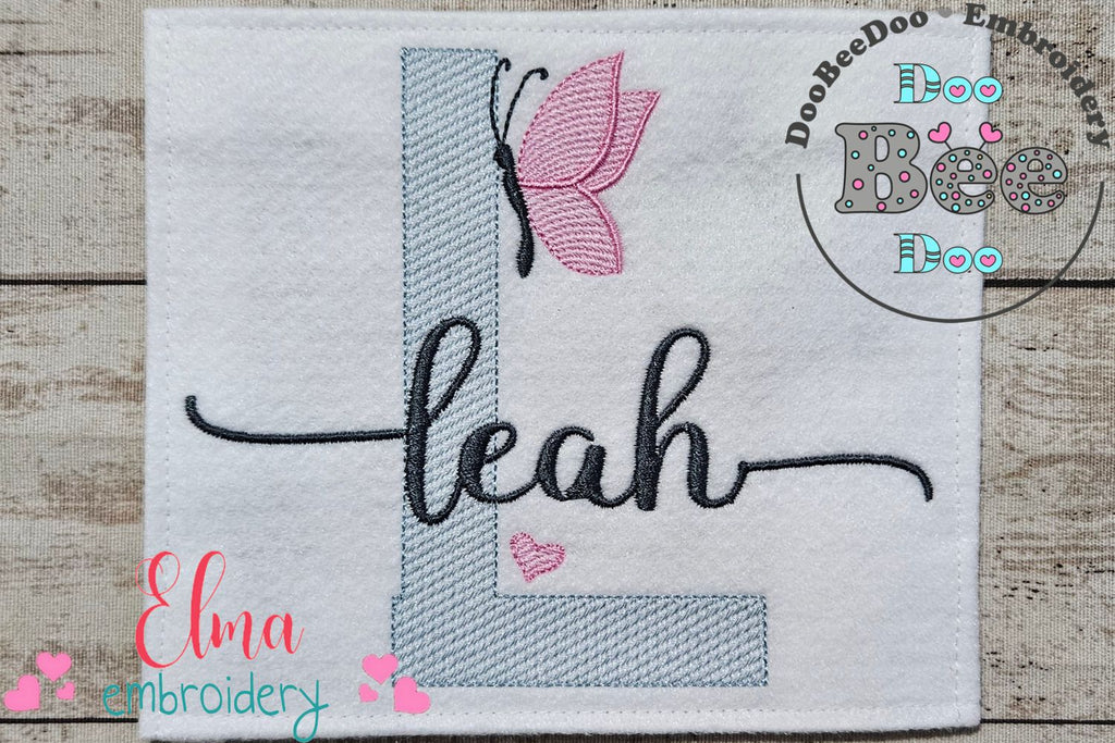 Monogram L Letter L Butterfly - Rippled Stitch