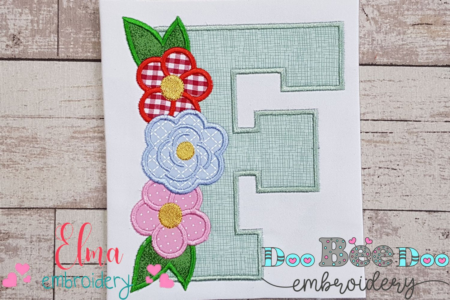 Monogram F and Flowers - Applique