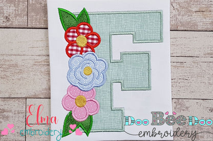 Monogram F and Flowers - Applique