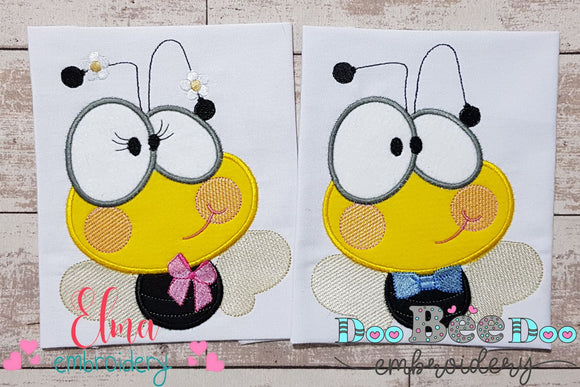 Cute and Funny Bug Boy and  Girl - Applique - Set of 2 designs
