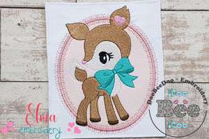 Baby Deer Little Doe Frame 01 - Applique - Machine Embroidery Design