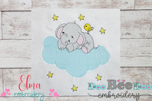 Sleepy Elephant on the Cloud - Fill Stitch