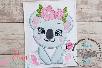 Koala Girl with Flowers - Applique