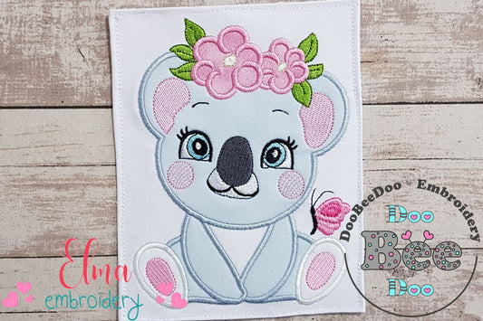 Koala Girl with Flowers - Applique
