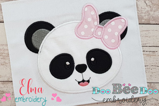 Panda Bear Girl - Applique - 4x4 5x5 6x6 7x7