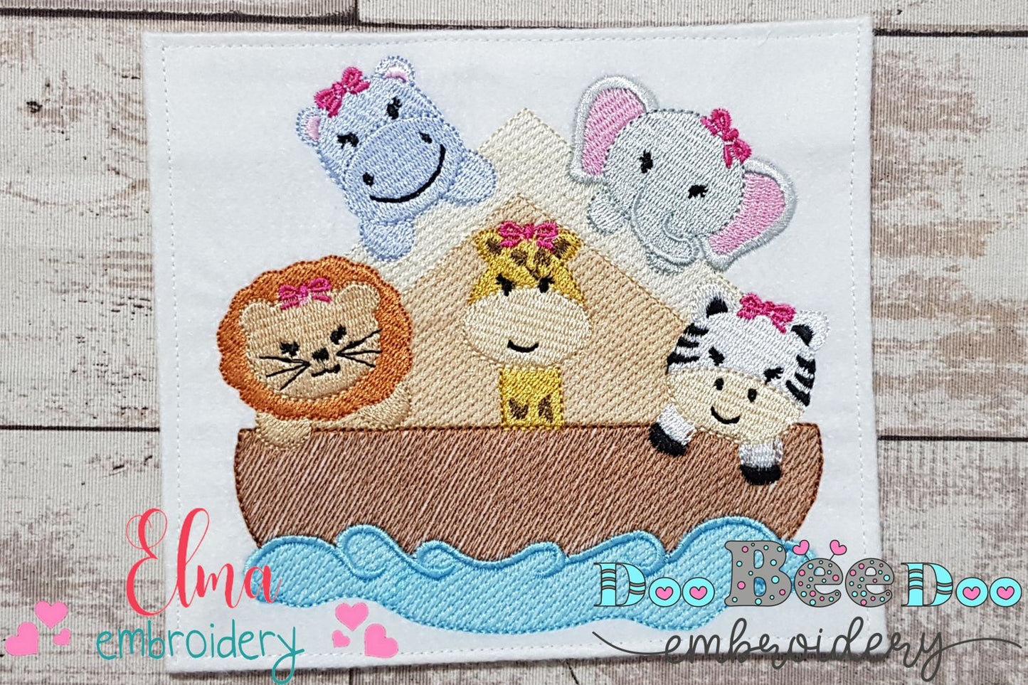 Noah's Ark Safari Animals Girl - Fill Stitch - Machine Embroidery Design