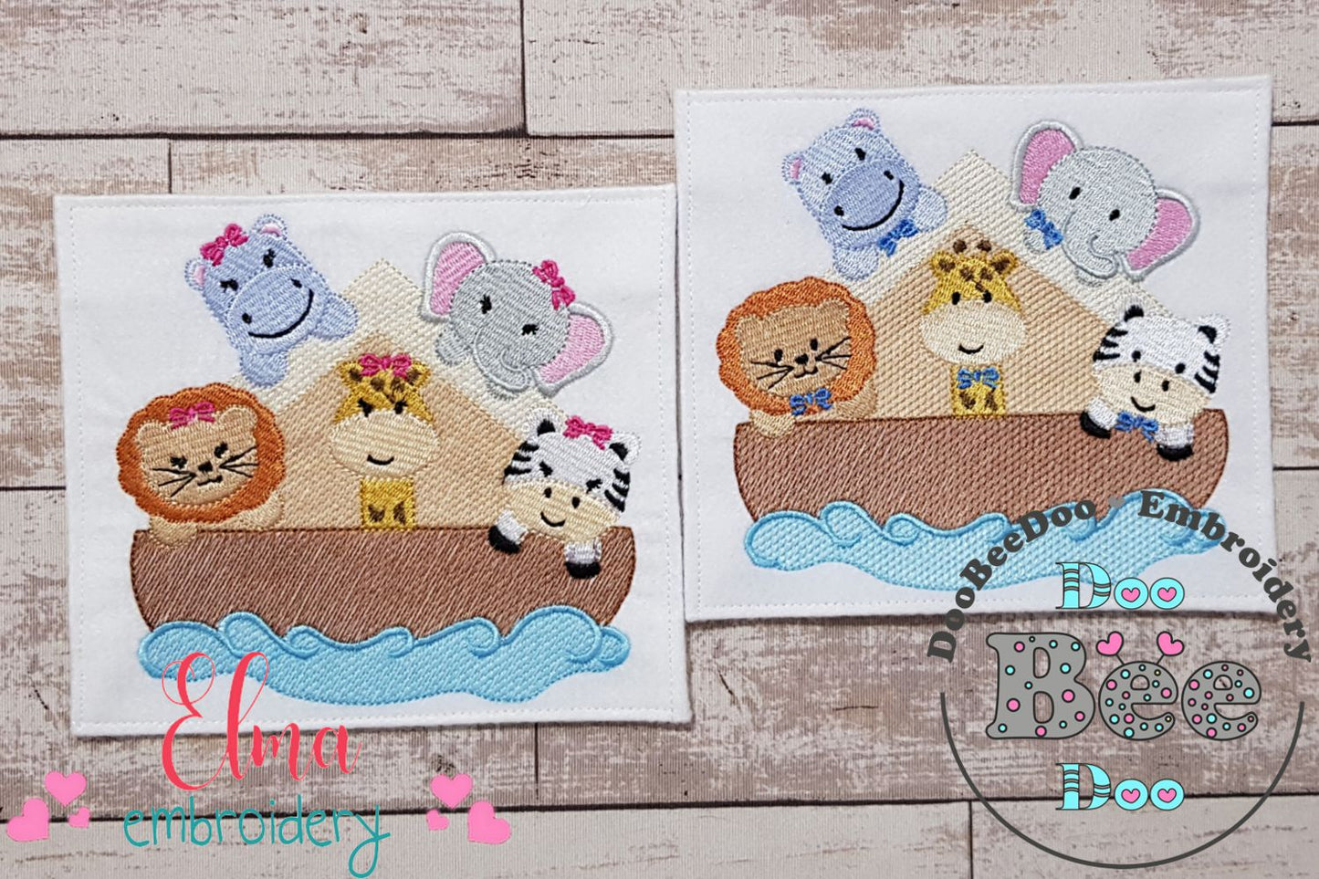 Noah's Ark Safari Animals Boy and Girl - Fill Stitch - Set of 2 designs