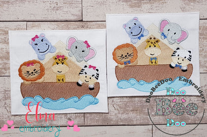 Noah's Ark Safari Animals Boy and Girl - Fill Stitch - Set of 2 designs