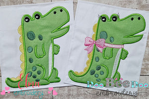 Cute Alligator Boy and Girl - Applique - Set of 2 designs
