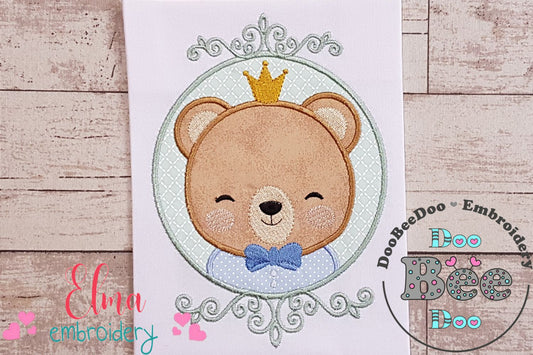 Prince Bear Frame - Applique