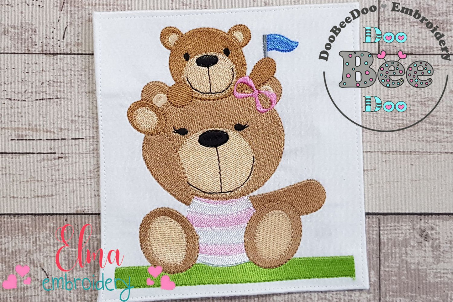 Teddy Bear Mom and Son - Fill Stitch