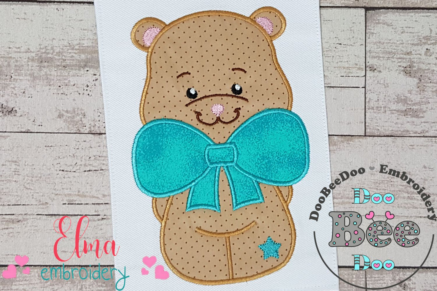 Teddy Bear Big Bow - Applique