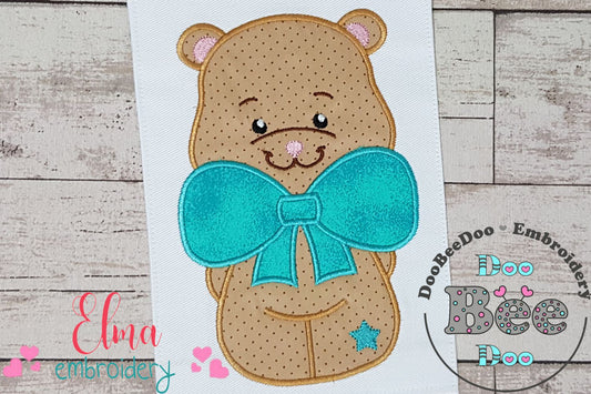 Teddy Bear Big Bow - Applique