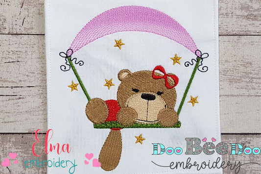 Teddy Bear Girl on the Swing - Fill Stitch