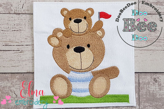 Teddy Bear Dad and Son - Fill Stitch