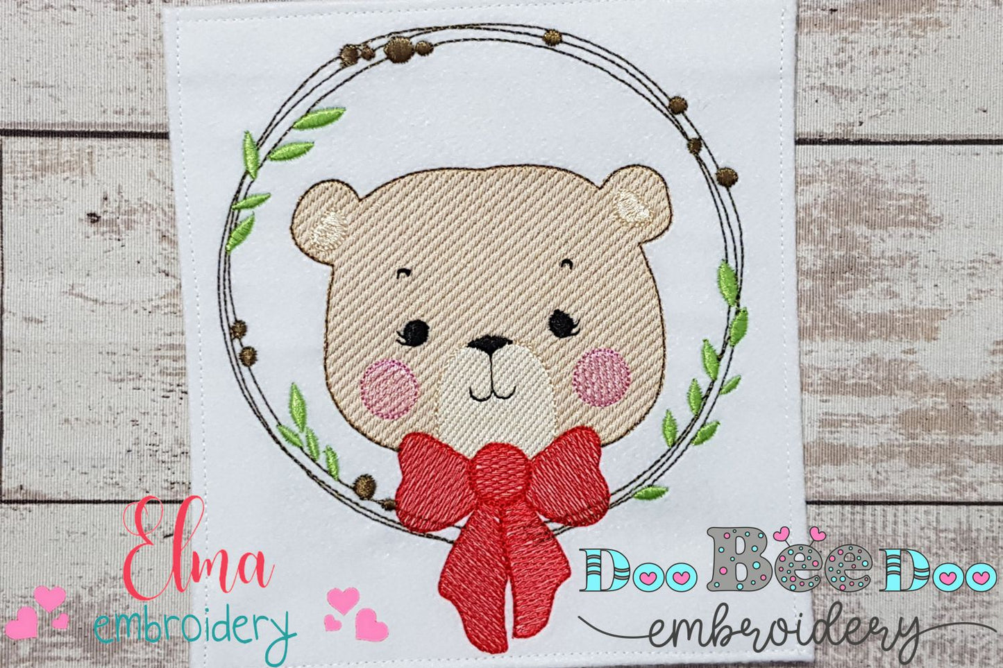 Teddy Bear Bow and Frame - Rippled Stitch