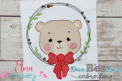 Teddy Bear Bow and Frame - Rippled Stitch