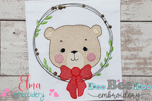 Teddy Bear Bow and Frame - Rippled Stitch
