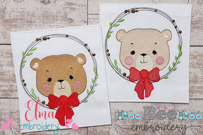 Teddy Bear Bow and Frame - Fill & Rippled Stitch - Set of 2 designs