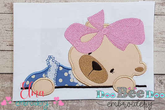 Bear Girl Big Bow - Aplique