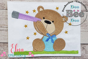 Teddy Bear Boy with Telescope - Fill Stitch