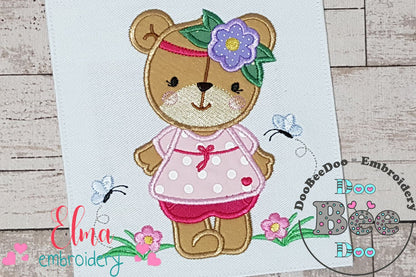 Teddy Bear Girl - Applique - Machine Embroidery Design