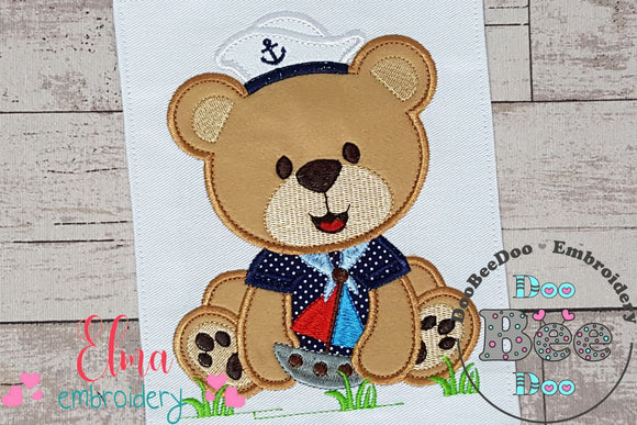 Sailor Teddy Bear Boat - Applique