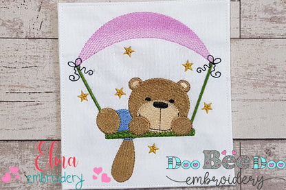 Teddy Bear Boy on the Swing - Fill Stitch