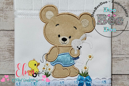 Baby Teddy Bear Boy with Bunny - Applique