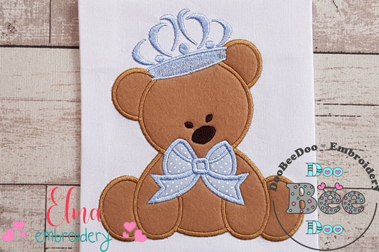 Prince Teddy Bear - Applique - Machine Embroidery Design