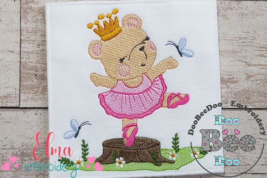 Princess Ballerina Bear - Fill Stitch - Machine Embroidery Design