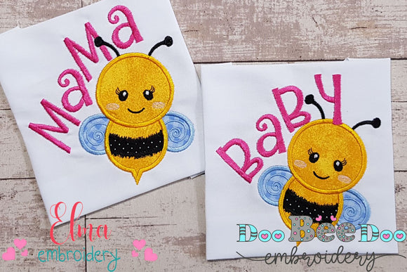 Mama Bee and Baby Bee - Bumble Bee - Set of 2 designs - Applique