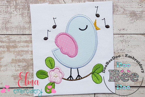 Cute Bird Singing - Applique