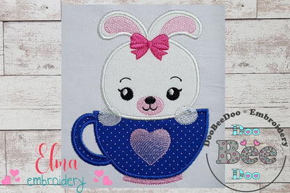 Cute Bunny in the Cup - Applique