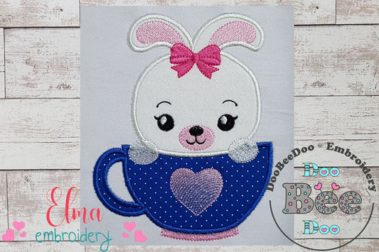 Cute Bunny in the Cup - Applique