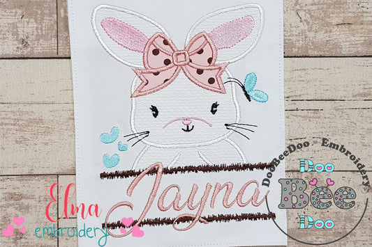 Split Bunny Girl with Bow - Applique - Machine Embroidery Design