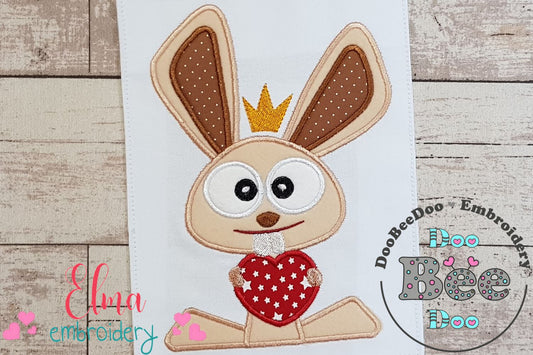 Silly Easter Rabbit with Heart - Applique