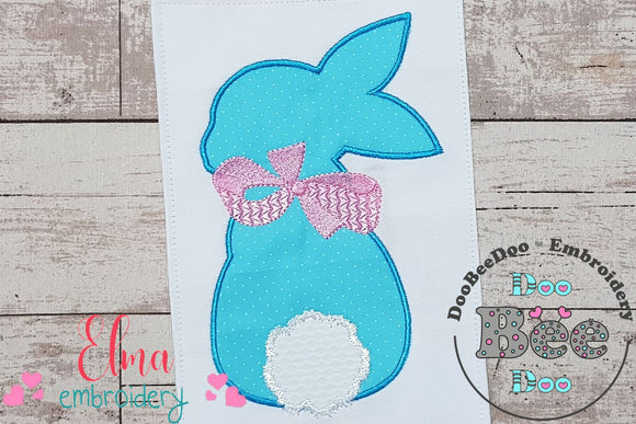 Easter Bunny Silhouette with Bow - Applique